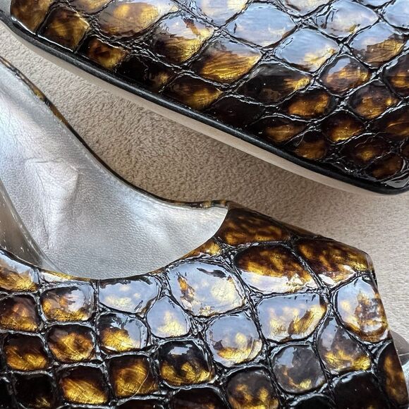 Giuseppe Zanotti Gold & Black Patent Leather Stiletto Heels EU 39 US 8 - 8.5 - Picture 2 of 16